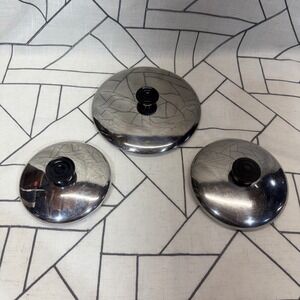 Revere Ware Pot Pan Replacement Lids Set of 3 Silver Stainless Steel Vintage